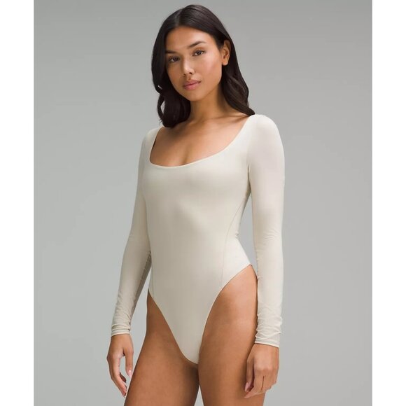 LULULEMON Wundermost Ultra-Soft Nulu Square-Neck Long-Sleeve Bodysuit Sz M NEW - Picture 1 of 5